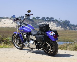 Photo of motorcycle parked with saddlebags installed